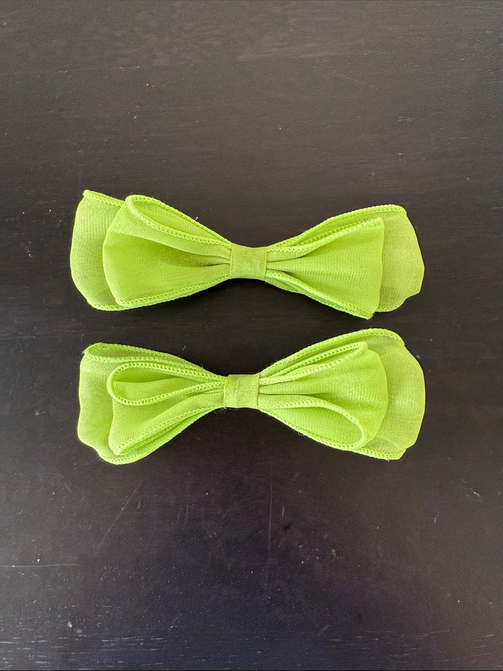 Neon Lime Bow Hair Clips - Set of 2